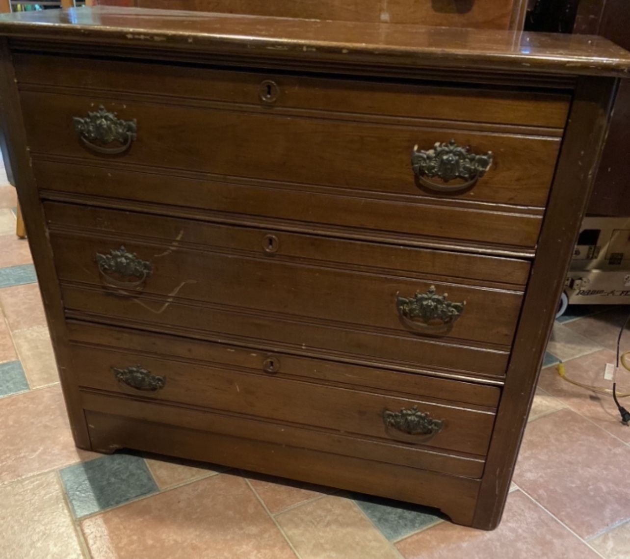 Beautiful Solid Cherry Wood Vintage Chest