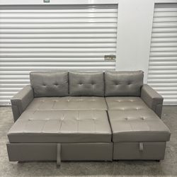 Grey Sectional leather  sofa bed !!! Great Condition