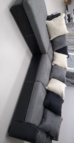 Leather ,Fabric , Microfiber Jacurso Charcoal LAF Sectional✔️Living room set & couch