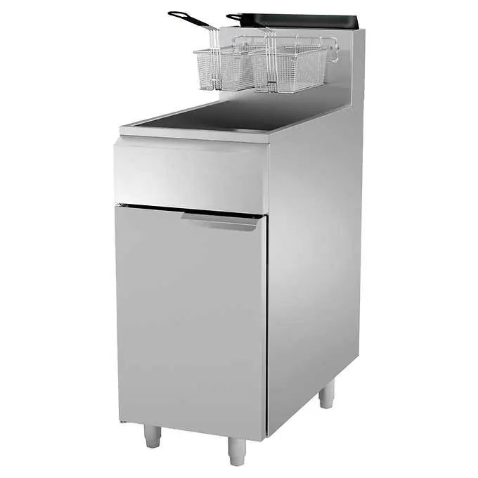 Kutano Natural Gas Fryer, 3-Burner, 50 lb Capacity, 105K BTU, Stainless Steel