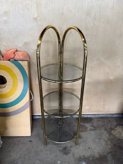 Vintage Brass & Glass 3-Tier Étagère/Plant Stand