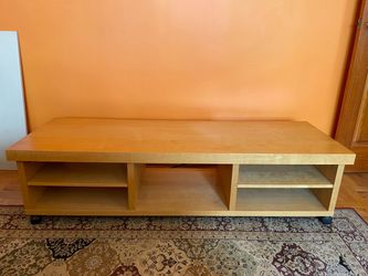 Low Wood TV Stand with Shelves and Casters