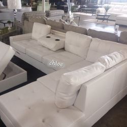 ◇ASK DISCOUNT COUPON👌 sofa Couch Loveseat Living room set sleeper recliner daybed futon 《Height White Reversible Sectional With Ottoman 