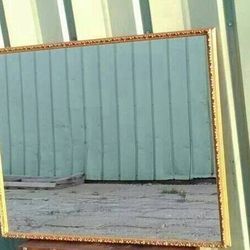 Thick Box Ornate Gilt Wood Bronze Gold Frame Vintique Mirror 37x29