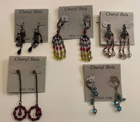 Set Of 5 Cheryl Reis Beaded Drop Earrings -Never Worn
