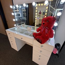 LG Glass Top Make Up Vanity- Finance W $39