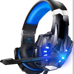 G9000 Stereo Gaming Headset for PS4 PC Xbox One PS5 Controller, Noise Cancelling Over Ear Headphones with Mic, LED Light, 7.1 Surround Sound, Soft Mem