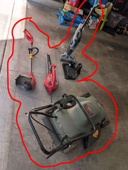 Garden tools Wired electric mower, trimmer, blower + battery powered mop