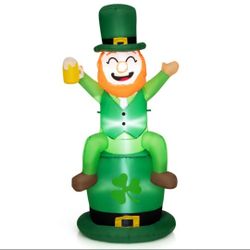 Costway 5 FT St Patrick's Day Inflatable Decoration Leprechaun Sitting on Hat 

