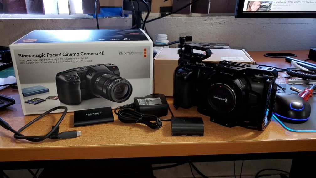 Blackmagic Pocket 4K w/ 1tb ssd and smallrig cage