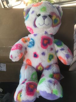 Build-a-Bear Workshop 17 in. Rainbow Hearts Teddy Bear