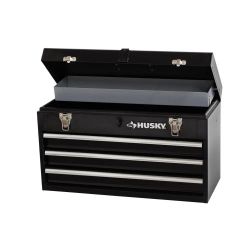Husky 20-inch 3-Drawer Metal Portable Tool Box with Tray