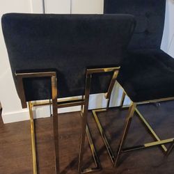 Black Velvet & Gold Bar / Counter Stools / Chairs