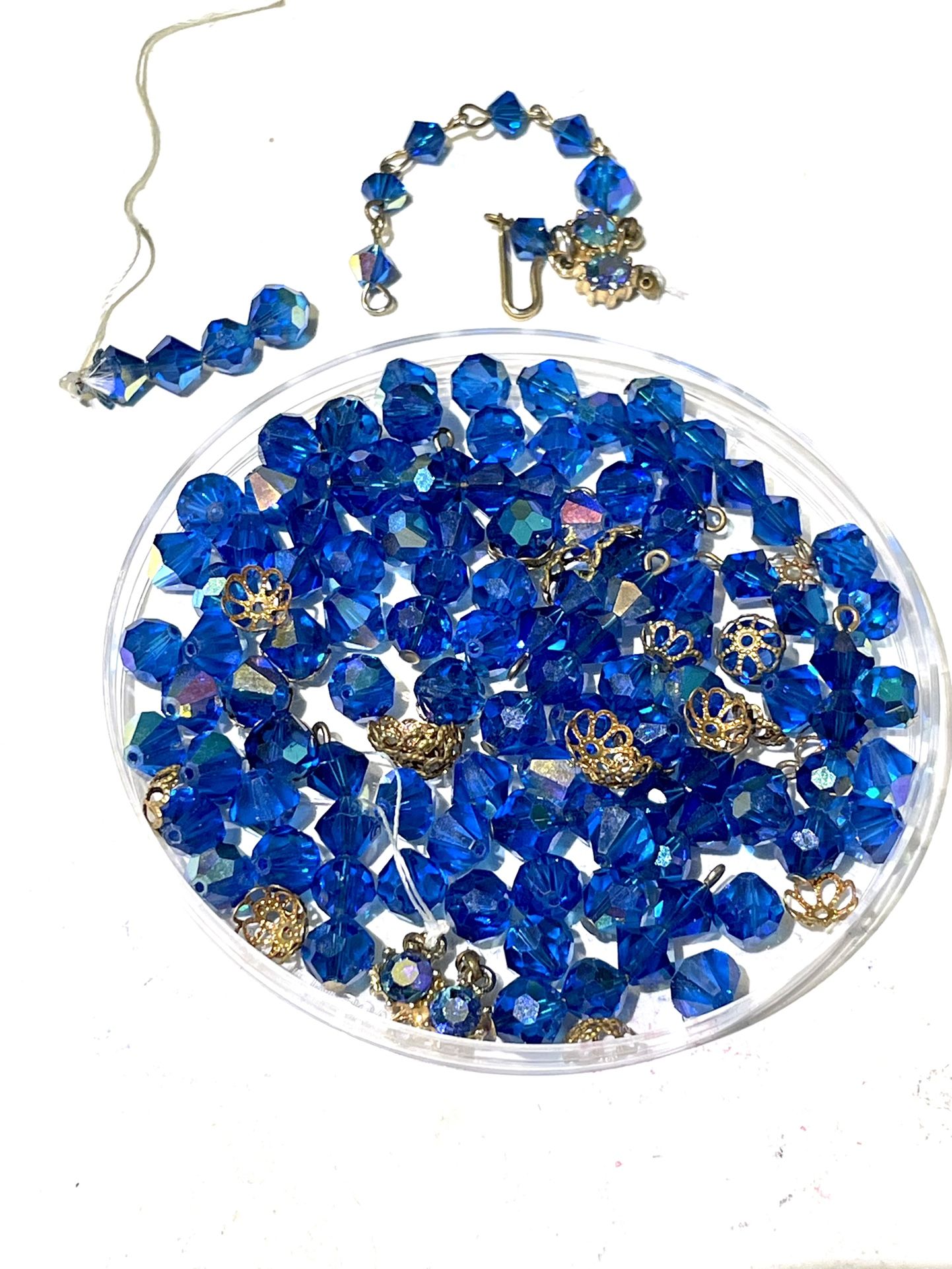 Vintage Blue Crystal Beads & Clasp