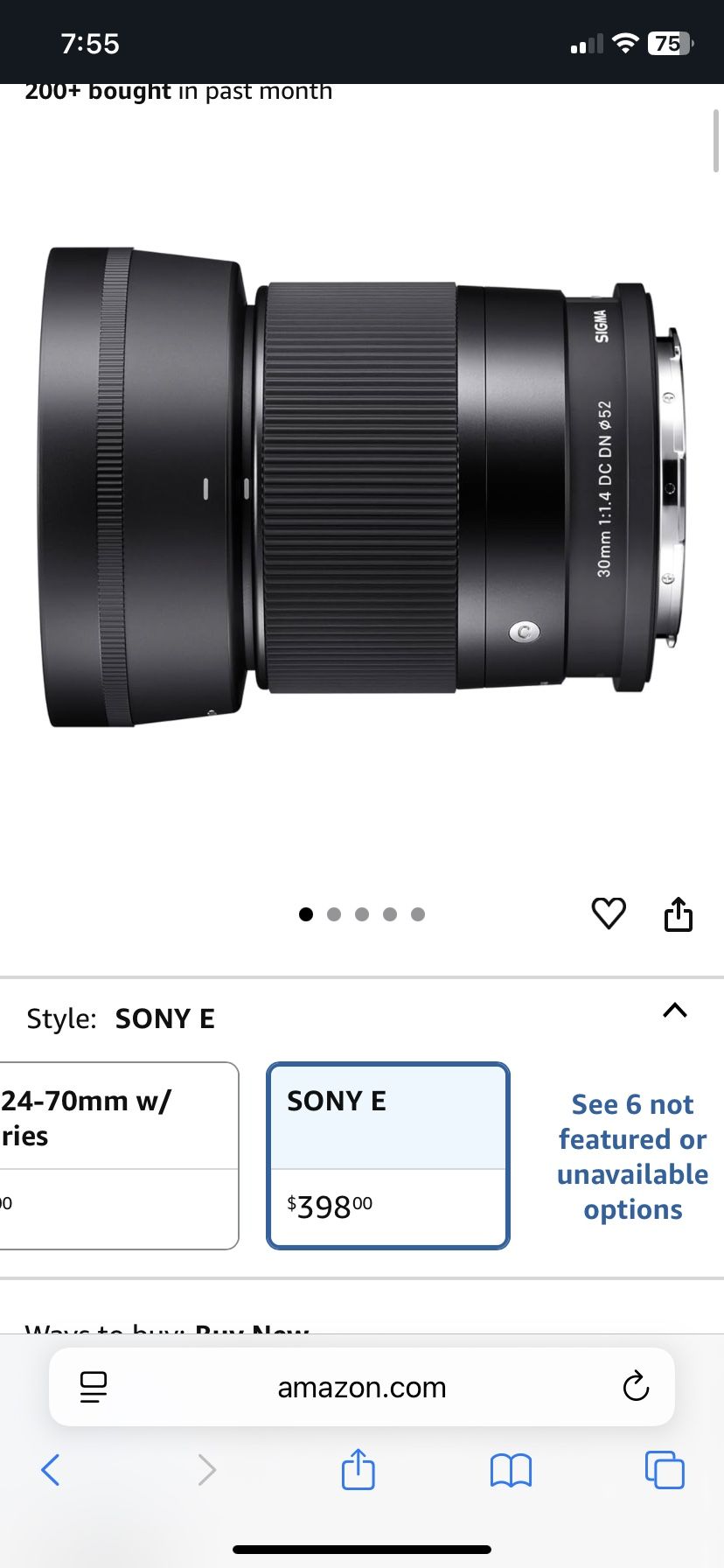Camera Lens 30mm F1.4 For Sony e Black NEW