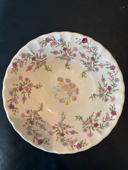 Vintage Floral Porcelain Plate with Scalloped Edge