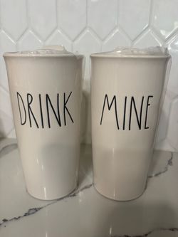Rae Dunn ceramic travel mugs