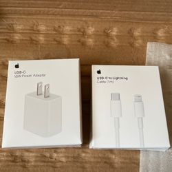 usb-c power adapter and usb-c to lighting cable