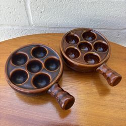 Vintage Pair of ceramic escargot baking dishes