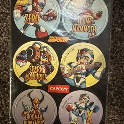 Sealed Super Nintendo Mega Man X 6 Pogs!