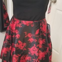 Off The Shoulder Short Silky Red Black Dress