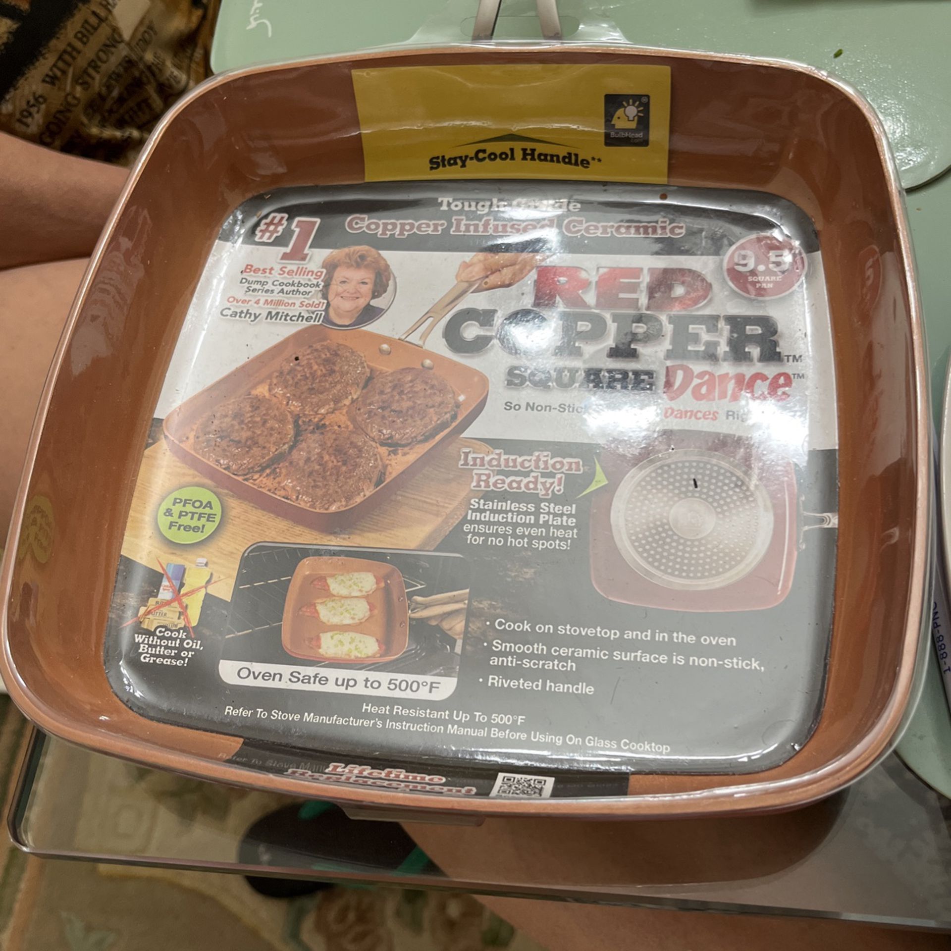 GREAT PRICE! Red Copper 9.5” Square Copper Frying Pan Cookware Nonstick Fry Skillet $29.99 New My Price Only $14 Firm