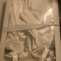 Christening Dress Shoe And Stocking Head Band 