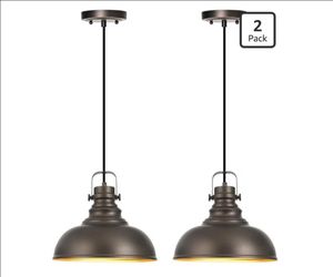 (Brand New in Box)
2 Packs Farmhouse Pendant Lights Kitchen Island Adjustable Pendant Light Fixtures Rustic Industrial Hanging Lamp,Oil Rubbed Bronze