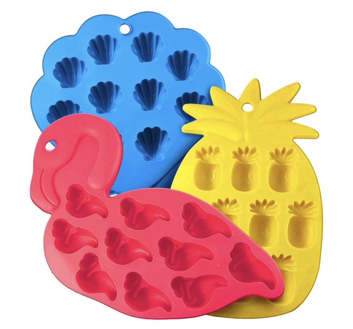 NEW Three Pack Ice Cube Tray (includes: Shell Ice Cube Tray, Pineapple Ice Cube Tray, Flamingo)