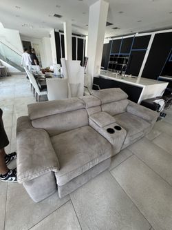 Modern 2-Seater Reclining Sofa with Cup Holders & USB Charging Port