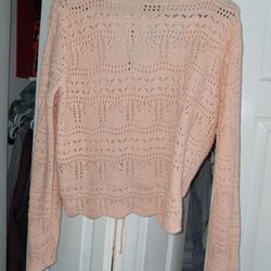 Knitted Peach Long Sleeve Sweater 