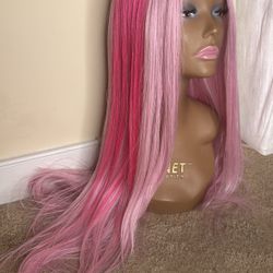 24” Two-Tone Pink Frontal Wig