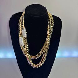 Miami Cuban Link Gold Plated Chain 20mm And 12mm