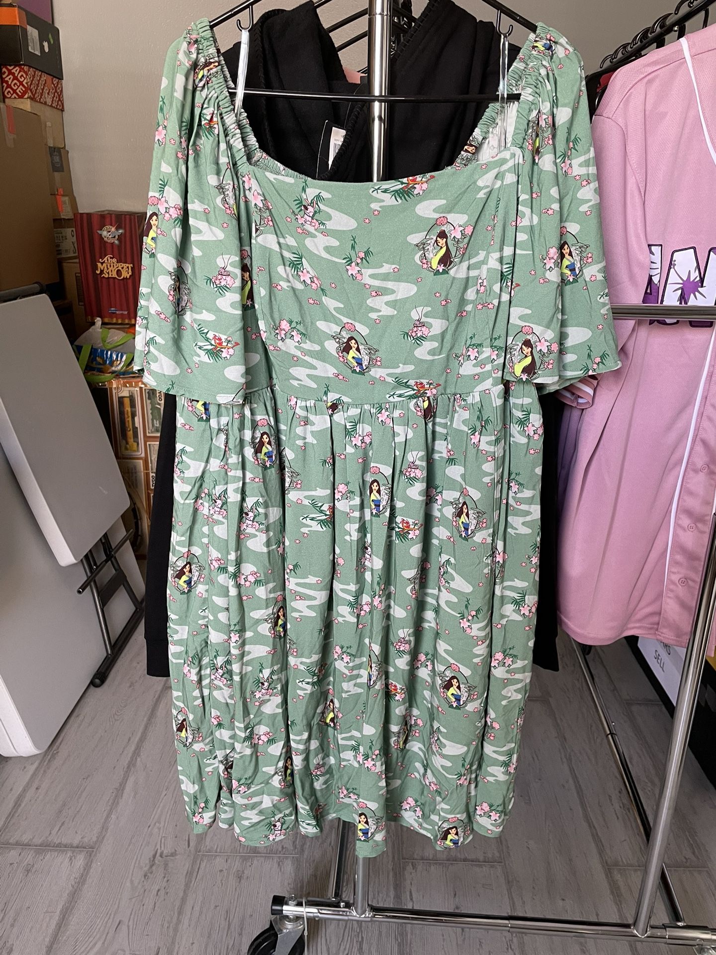 Disney Mulan Icons Allover Print Plus Size Smock Dress SZ3X