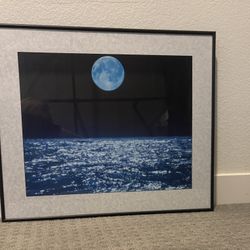 Framed Blue Moon Over Ocean 25”x21”