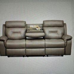 Reclining Couch And Loveseat W/ Drop Down Table & Cupholders