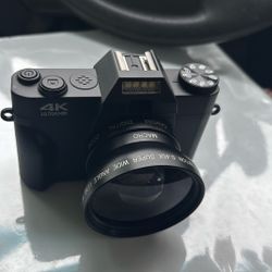 4K Digital Camera with Wide Angle Lens - Black