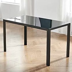 Modern Glass Dining Table Black New 
