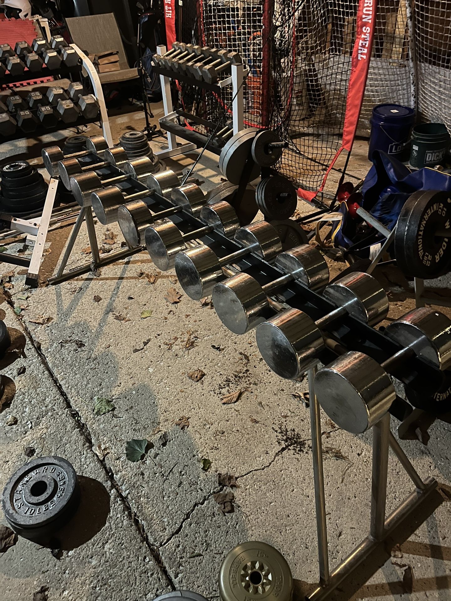 30-55lb Chrome Dumbbell Set+Rack