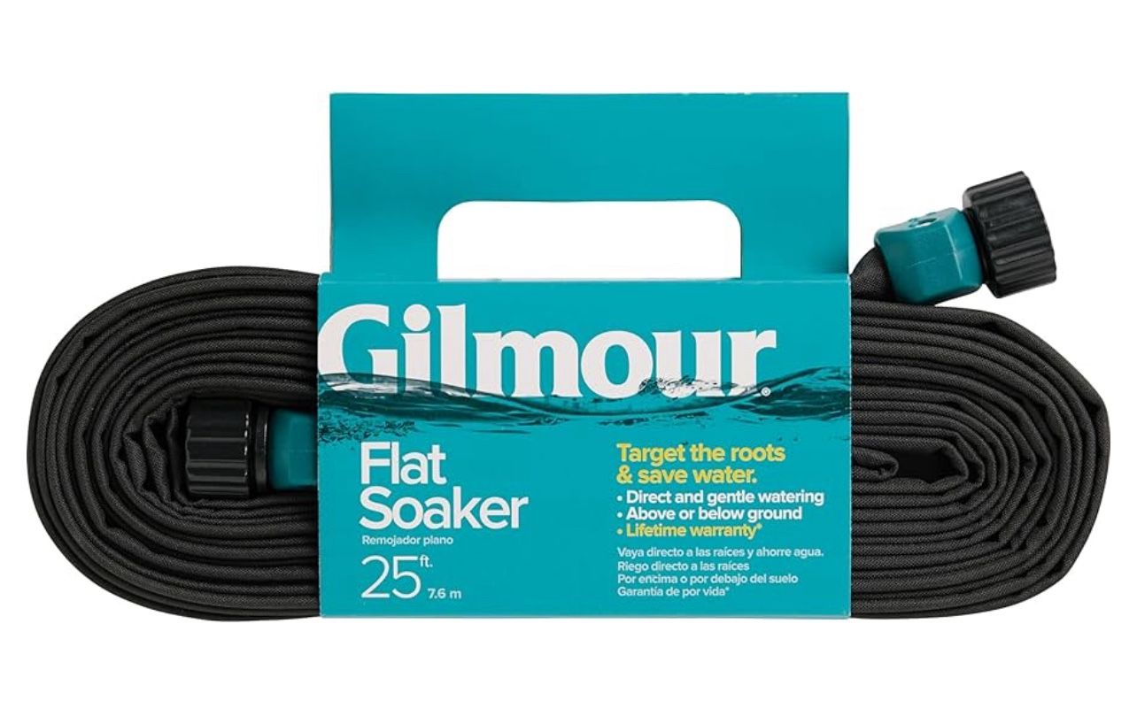 25' Black Flat Weeper Soaker Hose for Garden Beds,Drip Irrigation Outdoor Hose,Flexible Garden Hose