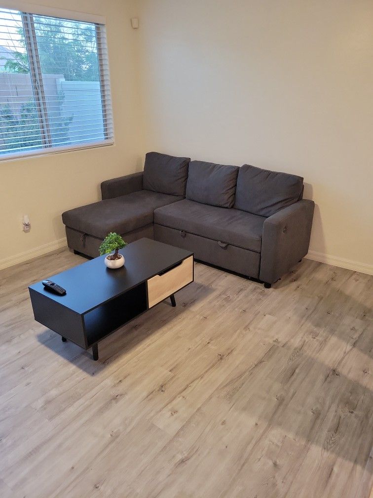 Sofa L-Shaped Sofa Couch Bed w/Chaise & USB