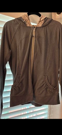 Lululemon movement jacket telemark print black Mojave tan striped, size 10