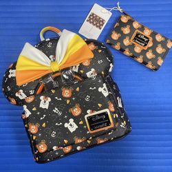 Loungefly Disney Spooky Mickey And Minnie  Mouse Halloween  Bundle  - Includes: Mickey And Minnie Spooky  Mini Backpack  With Matching Ears/Headband 