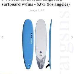 8’0 Stormblade Foam Learn To Surf Longboard Surfboard With Fins 