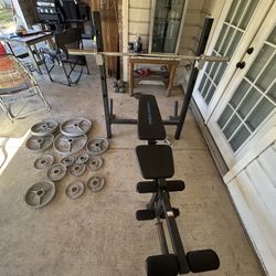 Weights With Bar And Bench