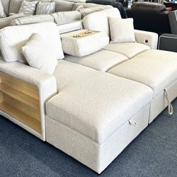 Beige Sectional Sleeper With USB PORTS 
