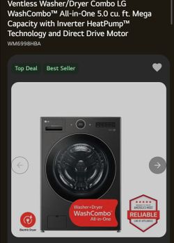 Ventless Washer/Dryer Combo LG WashCombo™ All-in-One 5.0 cu. ft. Mega Capacity with Inverter HeatPump™ Technology and Direct Drive Motor