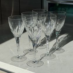 Set (6) Elegant Crystal Wine Glasses