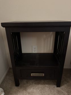 Black Wood Nightstand 