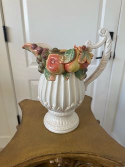 Ceramic Pitcher with 3D Fruit Decoration